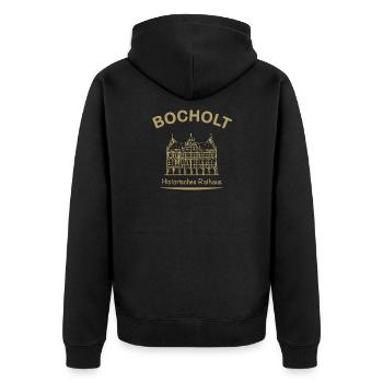 Bocholt Historisches Rathaus - Unisex Premium Bio Zip Hoodie - Schwarz - Hinten - Nico (187cm)