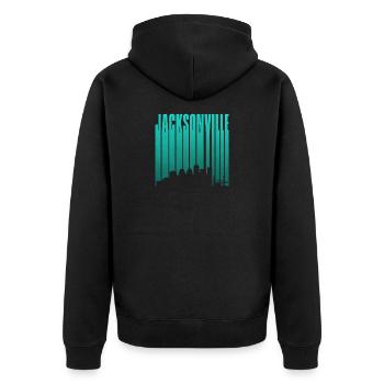 Jacksonville Skyline Vertical Typo - Unisex Premium Organic Zip Hoodie - black - Back - Nico (187cm)