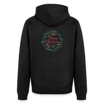 Merry Christmas T-Shirt Merry Christmas Feliz Navidad - Unisex Premium Organic Zip Hoodie - black - Back - Nico (187cm)
