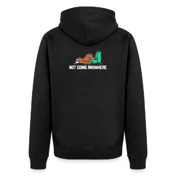Faultier Faul Statement Tier Müde Schlafen Urwald - Unisex Premium Bio Zip Hoodie - Schwarz - Hinten - Nico (187cm)