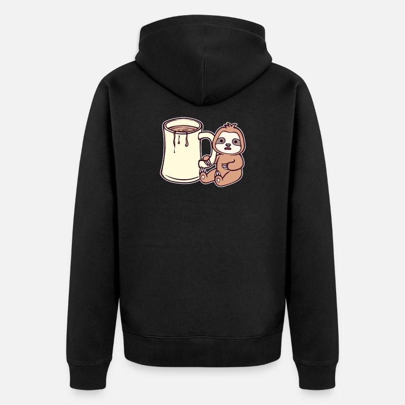 Faul Langsam Vegetarier Säugetier Faultier Tier - Unisex Premium Bio Zip Hoodie - Schwarz