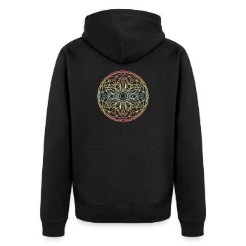 Mandala - Unisex Premium Organic Zip Hoodie - black - Back - Nico (187cm)