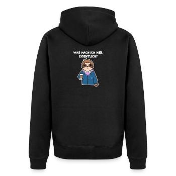 Chillen Tier Statement Faultier Zoo Dschungel - Unisex Premium Bio Zip Hoodie - Schwarz - Hinten - Nico (187cm)