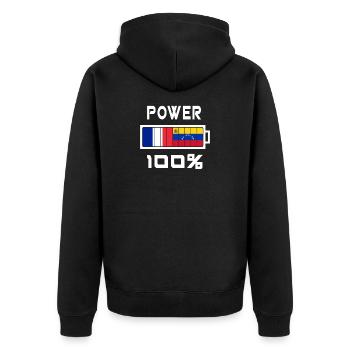 Venezuela und Frankreich Power 100% - Unisex Premium Bio Zip Hoodie - Schwarz - Hinten - Nico (187cm)