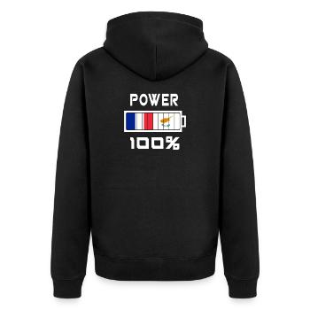 Zypern und Frankreich Power 100% - Unisex Premium Bio Zip Hoodie - Schwarz - Hinten - Nico (187cm)