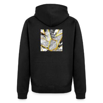 Marble Black and White Gold Texture - Unisex Premium Organic Zip Hoodie - black - Back - Nico (187cm)