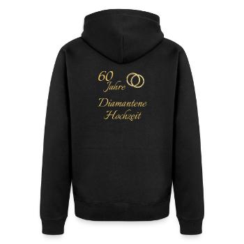60 Jahre Diamantene Hochzeit Ringe goldfarben Text - Unisex Premium Bio Zip Hoodie - Schwarz - Hinten - Nico (187cm)
