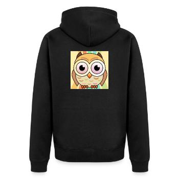 RETRO EULE - TIERBILDER - Unisex Premium Bio Zip Hoodie - Schwarz - Hinten - Nico (187cm)