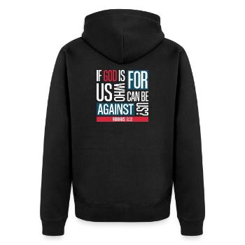 God for us (dark) - Unisex Premium Organic Zip Hoodie - black - Back - Nico (187cm)