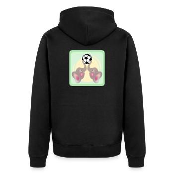 Enfants Football - Eléphants COUPLE - Match de Football - Veste à capuche bio Premium Unisexe - noir - Dos - Nico (187cm)