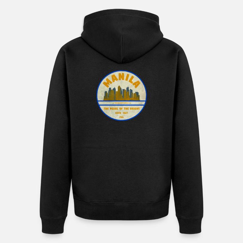 Manila Skyline – Perle des Orients - Unisex Premium Bio Zip Hoodie - Schwarz