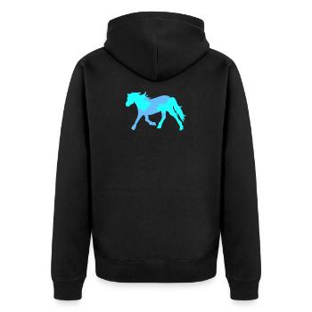 Cool Pferde Pferdenarr Islandpferde Pferdeliebe - Unisex Premium Bio Zip Hoodie - Schwarz - Hinten - Nico (187cm)