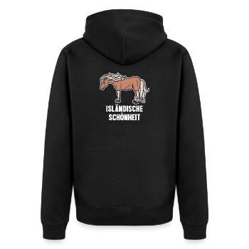 Islandpferde Pferdenarr Pferdeliebe Statement - Unisex Premium Bio Zip Hoodie - Schwarz - Hinten - Nico (187cm)