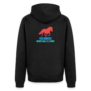Islandpferde Pony Statement Isländer Pferdenarr - Unisex Premium Bio Zip Hoodie - Schwarz - Hinten - Nico (187cm)