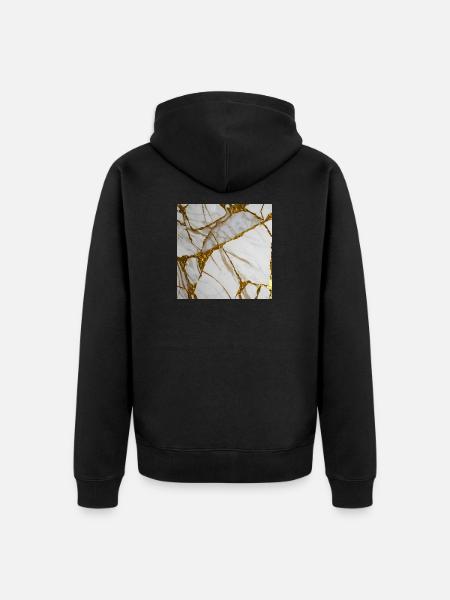Marbling white-gold marble stone texture - Unisex Premium Organic Zip Hoodie - black