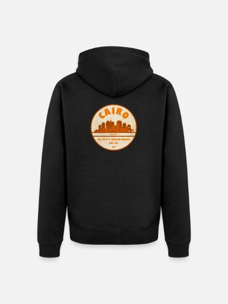 Kairo Retro Stadtsilhouette Badge - Unisex Premium Bio Zip Hoodie - Schwarz