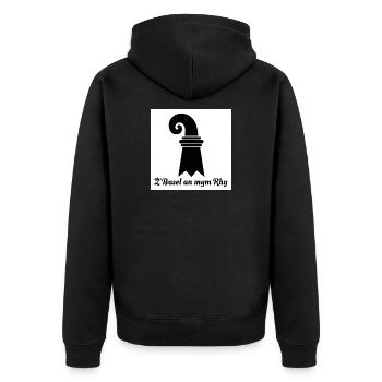 Basel am Rhein - Unisex Premium Bio Zip Hoodie - Schwarz - Hinten - Nico (187cm)
