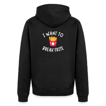 French fries, eating fries, fries humor - Unisex Premium Organic Zip Hoodie - black - Back - Nico (187cm)