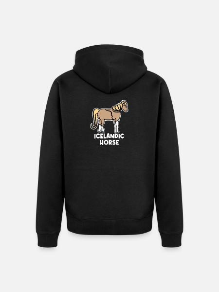 Koń Kochaj Konie Fan Konie Islandzkie Powiedzenie - Ekologiczna rozpinana bluza z kapturem Premium unisex - czarny