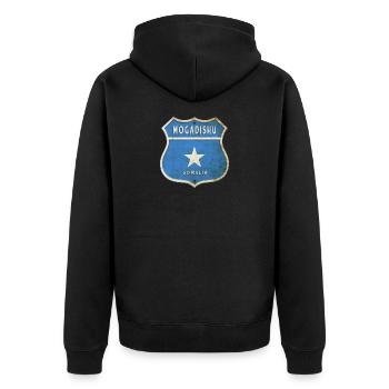 Mogadischu Somalia Wappen Flaggen Design - Unisex Premium Bio Zip Hoodie - Schwarz - Hinten - Nico (187cm)