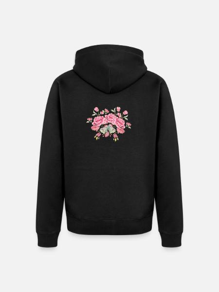 Japanese Peony Flowers - Unisex Premium Organic Zip Hoodie - black