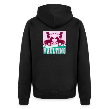 PFERD - Voltigiersport Pferdesport - Unisex Premium Bio Zip Hoodie - Schwarz - Hinten - Nico (187cm)