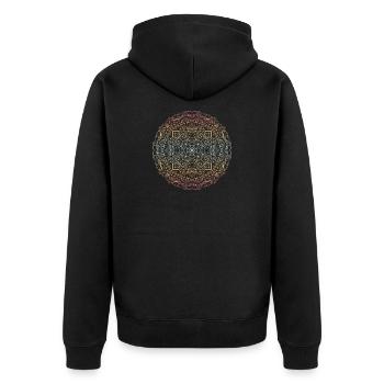 Mandala - Unisex Premium Bio Zip Hoodie - Schwarz - Hinten - Nico (187cm)
