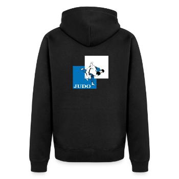 judo - Unisex Premium Organic Zip Hoodie - black - Back - Nico (187cm)