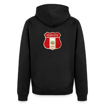 Armoiries de Huancayo, motif du drapeau du Pérou - Veste à capuche bio Premium Unisexe - noir - Dos - Nico (187cm)