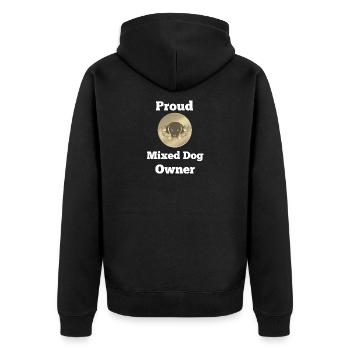 Hundemischling, Proud Mixed Dog Owner - Unisex Premium Bio Zip Hoodie - Schwarz - Hinten - Nico (187cm)