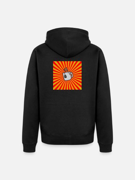 Sunburst Tea punainen keltainen-Sunrise Teekuppi - Premium unisex luomu-huppari vetoketjulla - musta