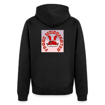 Weihnachtsmann Frohe Weihnachten - Unisex Premium Bio Zip Hoodie - Schwarz - Hinten - Nico (187cm)