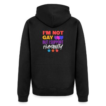 Cool Lgbt Statement Rechte Homosexueller Herz - Unisex Premium Bio Zip Hoodie - Schwarz - Hinten - Nico (187cm)