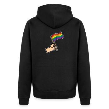 Rainbow Flag Human Rights Lgbt Sexuality - Unisex Premium Organic Zip Hoodie - black - Back - Nico (187cm)