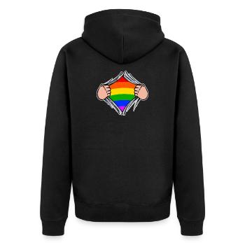 LGBT Gay Arc-en-ciel Relation Gay Cœur - Veste à capuche bio Premium Unisexe - noir - Dos - Nico (187cm)
