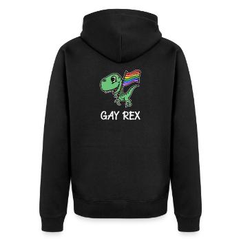 Dinosaur Gay Lgbt Rainbow Flag Saying - Unisex Premium Organic Zip Hoodie - black - Back - Nico (187cm)