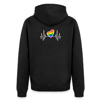 Coeur Lgbt Arc-en-ciel Relation Gay Sexualité - Veste à capuche bio Premium Unisexe - noir - Dos - Nico (187cm)