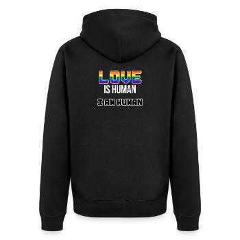 Regenbogen Liebe Lgbt Statement Transgender Gay - Unisex Premium Bio Zip Hoodie - Schwarz - Hinten - Nico (187cm)