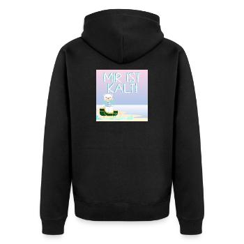 Mir ist kalt - Eisbär in Winterkleidung - STRAND - Unisex Premium Bio Zip Hoodie - Schwarz - Hinten - Nico (187cm)