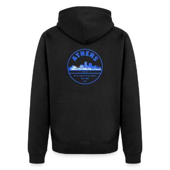 Timbre de la Skyline d’Athènes - Veste à capuche bio Premium Unisexe - noir - Dos - Nico (187cm)