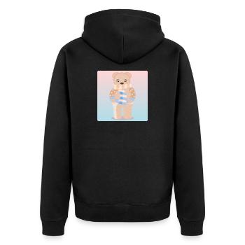 Cute Winter Brown Bear - ANIMAL ILLUSTRATIONS - Unisex Premium Organic Zip Hoodie - black - Back - Nico (187cm)