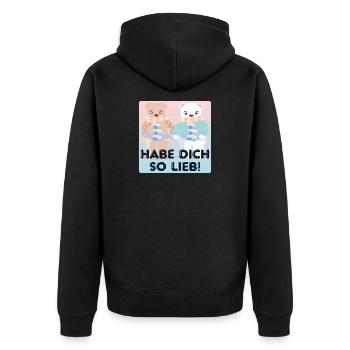 Habe Dich so lieb - Paare - Unisex Premium Bio Zip Hoodie - Schwarz - Hinten - Nico (187cm)