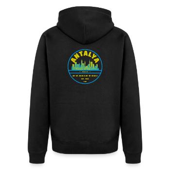 Insigne de la Skyline d’Antalya Turquie - Veste à capuche bio Premium Unisexe - noir - Dos - Nico (187cm)