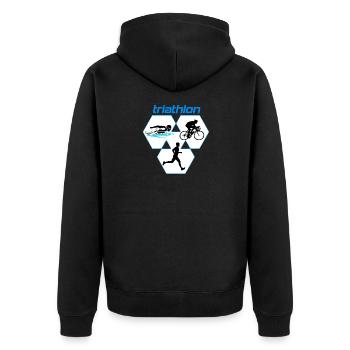 Triathlon - Unisex Premium Bio Zip Hoodie - Schwarz - Hinten - Nico (187cm)