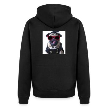 punk mops - Unisex Premium Bio Zip Hoodie - Schwarz - Hinten - Nico (187cm)