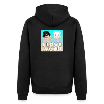 VALENTINSTAG ZITAT - SEGELPAAR - BÄR - Unisex Premium Bio Zip Hoodie - Schwarz - Hinten - Nico (187cm)