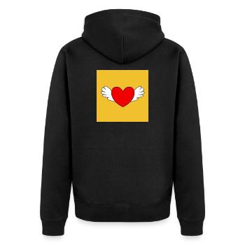 rotes Herz rot Herzen rot Herz - Unisex Premium Bio Zip Hoodie - Schwarz - Hinten - Nico (187cm)