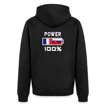Slowakei und Frankreich Power 100%. - Unisex Premium Bio Zip Hoodie - Schwarz - Hinten - Nico (187cm)