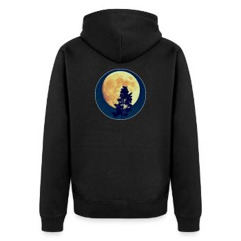 Mondnacht Wald-Silhouette - Unisex Premium Bio Zip Hoodie - Schwarz - Hinten - Nico (187cm)