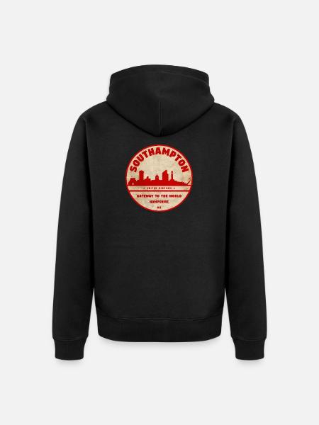 Southampton Skyline Abzeichen - Unisex Premium Bio Zip Hoodie - Schwarz